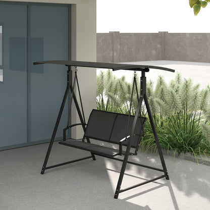 Outdoor Garden Swing 2-Seater Exterior Garden Swing with Adjustable Canopy 90° UV Protection 30+ and Triangular Metal Frame Load 220 kg 160x112x162 cm Dark Gray
