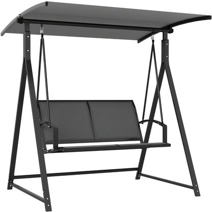 Outdoor Garden Swing 2-Seater Exterior Garden Swing with Adjustable Canopy 90° UV Protection 30+ and Triangular Metal Frame Load 220 kg 160x112x162 cm Dark Gray