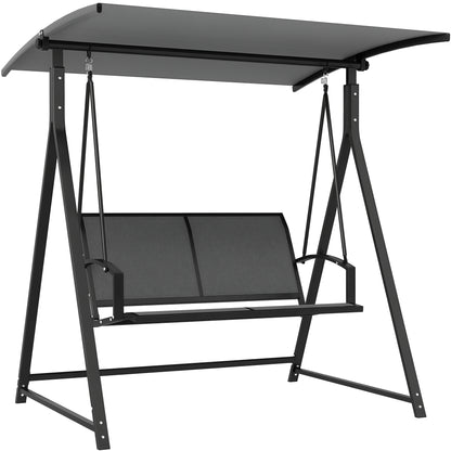 Outdoor Garden Swing 2-Seater Exterior Garden Swing with Adjustable Canopy 90° UV Protection 30+ and Triangular Metal Frame Load 220 kg 160x112x162 cm Dark Gray