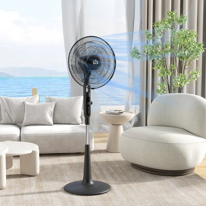 16.5-inch Pedestal Fan 40W Silent Remote Timer 3 Modes 28 Speeds, Mosquito Repellent Function, Adjustable Height 75° Oscillation Black