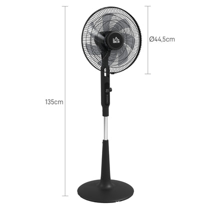 16.5-inch Pedestal Fan 40W Silent Remote Timer 3 Modes 28 Speeds, Mosquito Repellent Function, Adjustable Height 75° Oscillation Black