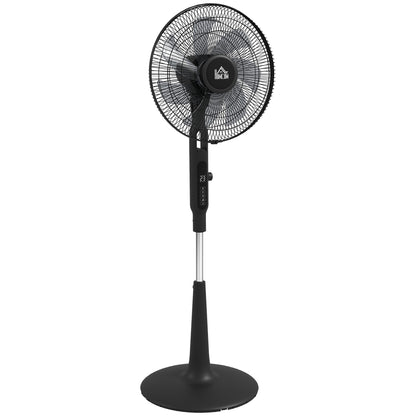 16.5-inch Pedestal Fan 40W Silent Remote Timer 3 Modes 28 Speeds, Mosquito Repellent Function, Adjustable Height 75° Oscillation Black