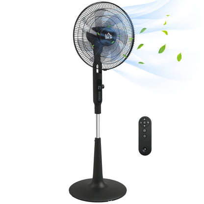 16.5-inch Pedestal Fan 40W Silent Remote Timer 3 Modes 28 Speeds, Mosquito Repellent Function, Adjustable Height 75° Oscillation Black