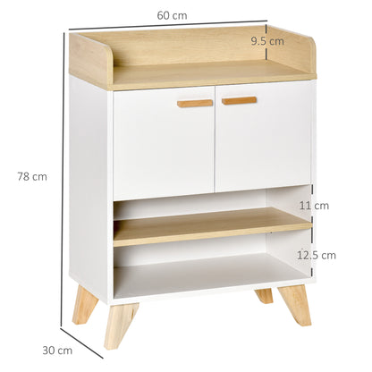 Multi-Purpose Cabinet with Cabinet and Open Shelves, Furniture for Living Room, Kitchen, Office in White Wood, 60x30x78cm