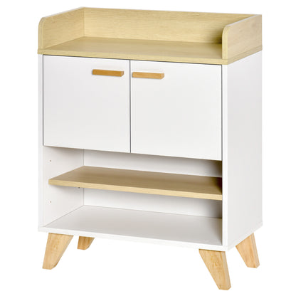 Multi-Purpose Cabinet with Cabinet and Open Shelves, Furniture for Living Room, Kitchen, Office in White Wood, 60x30x78cm