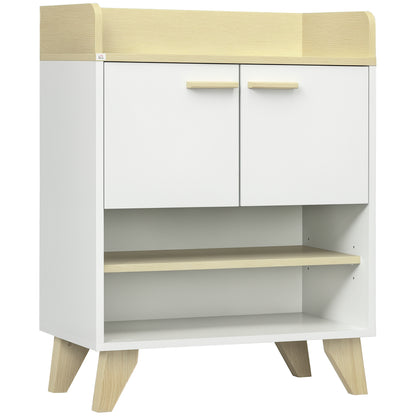 Multi-Purpose Cabinet with Cabinet and Open Shelves, Furniture for Living Room, Kitchen, Office in White Wood, 60x30x78cm