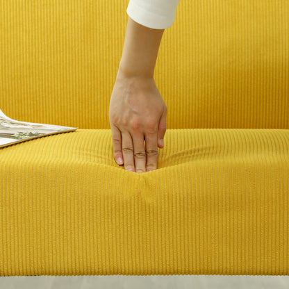 2 Seater Sofa, Couch with Corduroy Look, Wooden Legs, Padded Upholstered Sofa, Double Sofa for Bedroom, Living Room, 110 x 62 x 85 cm, Yellow