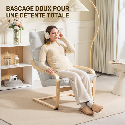 Modern Leisure Lounge Chair for Bedroom with Curved Armrests, Cushions, Velvet Lounge Chair - 67 x 83 x 105 cm, Cream