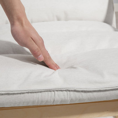 Modern Leisure Lounge Chair for Bedroom with Curved Armrests, Cushions, Velvet Lounge Chair - 67 x 83 x 105 cm, Cream