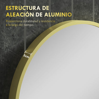 Oval Bathroom Mirror 40x70 cm with Aluminum Frame Decorative Wall Mirror Horizontal or Vertical for Living Room Entryway Hallway Gold