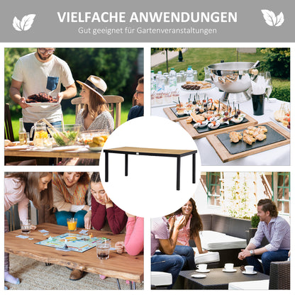Garden Table for 8 Persons Dining Table Aluminum Table Patio Furniture Lounge Furniture Easy to Clean Plastic Natural+Black 190 x 90 x 74 cm