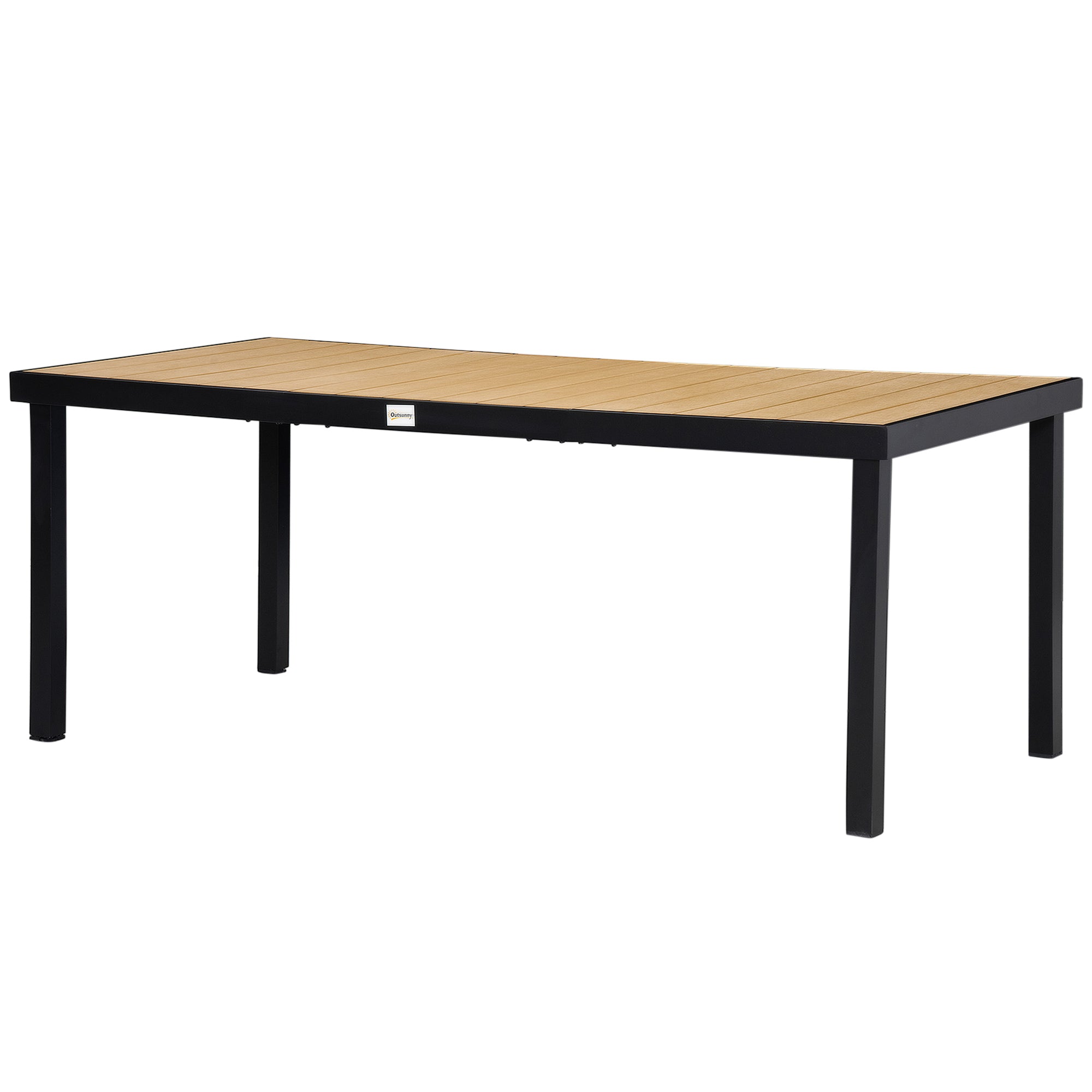 Garden Table for 8 Persons Dining Table Aluminum Table Patio Furniture Lounge Furniture Easy to Clean Plastic Natural+Black 190 x 90 x 74 cm
