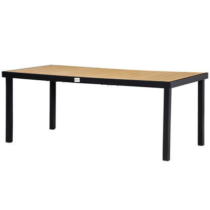 Garden Table for 8 Persons Dining Table Aluminum Table Patio Furniture Lounge Furniture Easy to Clean Plastic Natural+Black 190 x 90 x 74 cm