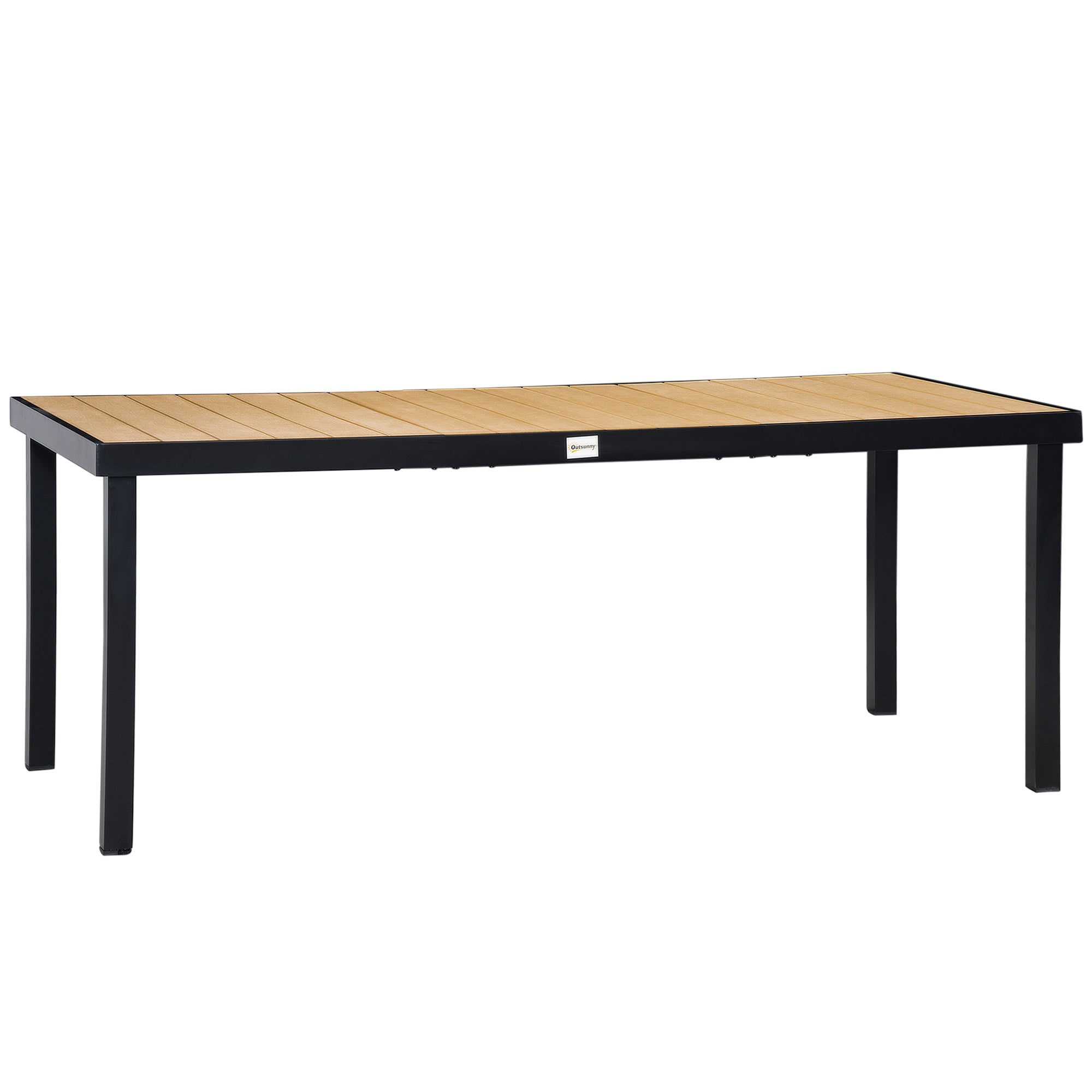 Garden Table for 8 Persons Dining Table Aluminum Table Patio Furniture Lounge Furniture Easy to Clean Plastic Natural+Black 190 x 90 x 74 cm