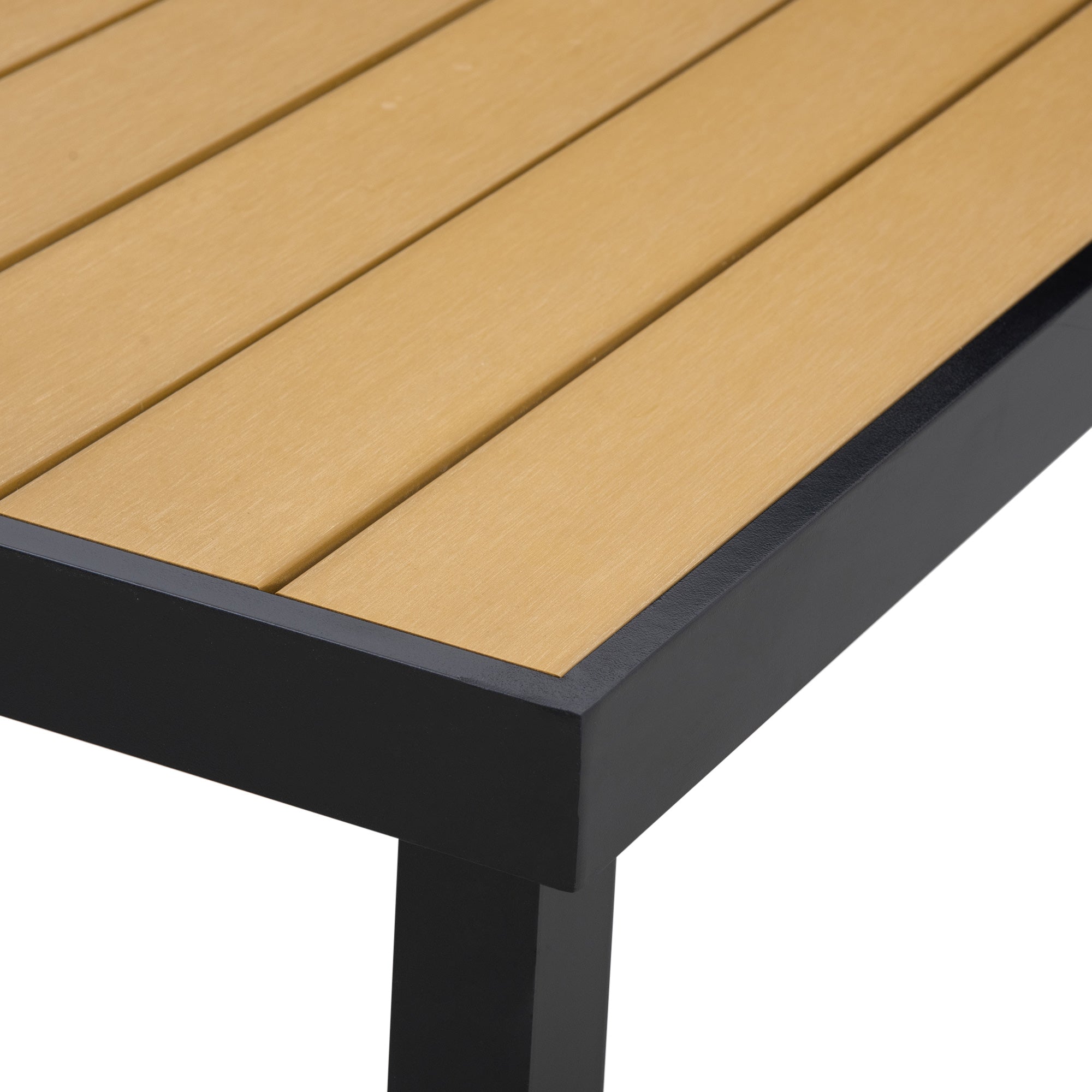 Garden Table for 8 Persons Dining Table Aluminum Table Patio Furniture Lounge Furniture Easy to Clean Plastic Natural+Black 190 x 90 x 74 cm