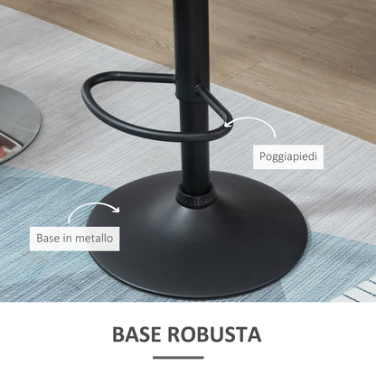 Set of 2 Bar Stools with Adjustable Height Metal Base Velvet Seat, Swivel High Kitchen Stools with Backrest and Footrest, 51.5x57.5x93-114.5cm, Gray