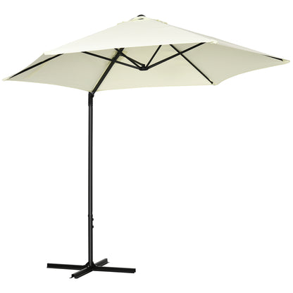Ø256x245 cm Garden Umbrella Offset Parasol with 360° Manual Rotation and Cross Base for Patio Terrace Outdoor Beige