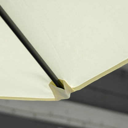 Ø256x245 cm Garden Umbrella Offset Parasol with 360° Manual Rotation and Cross Base for Patio Terrace Outdoor Beige