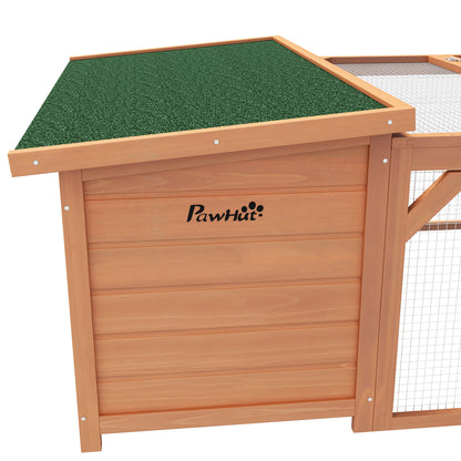 Small Animal Hutch Dwarf Rabbit Hutch with Openable Asphalt Roof Small Animal Cage Outdoor Indoor Backyard Weather Resistant Pine Wood Orange+Green 125.5 x 100 x 49 cm