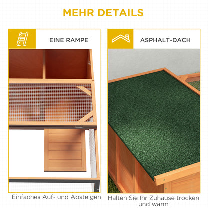 Small Animal Hutch Dwarf Rabbit Hutch with Openable Asphalt Roof Small Animal Cage Outdoor Indoor Backyard Weather Resistant Pine Wood Orange+Green 125.5 x 100 x 49 cm