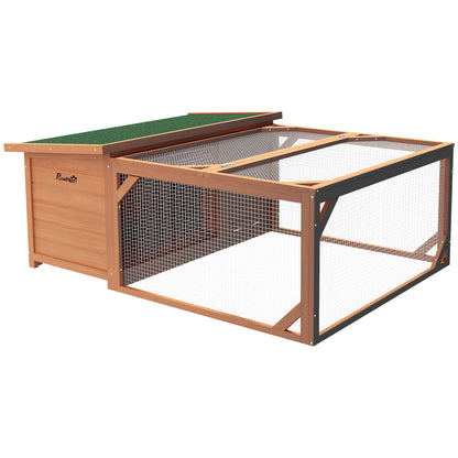 Small Animal Hutch Dwarf Rabbit Hutch with Openable Asphalt Roof Small Animal Cage Outdoor Indoor Backyard Weather Resistant Pine Wood Orange+Green 125.5 x 100 x 49 cm