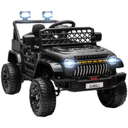 Kids Electric Car for +3 Years Children 12V Battery Powered Children's Electric Car with Remote Control Adjustable Speed USB Headlights Horn Black
