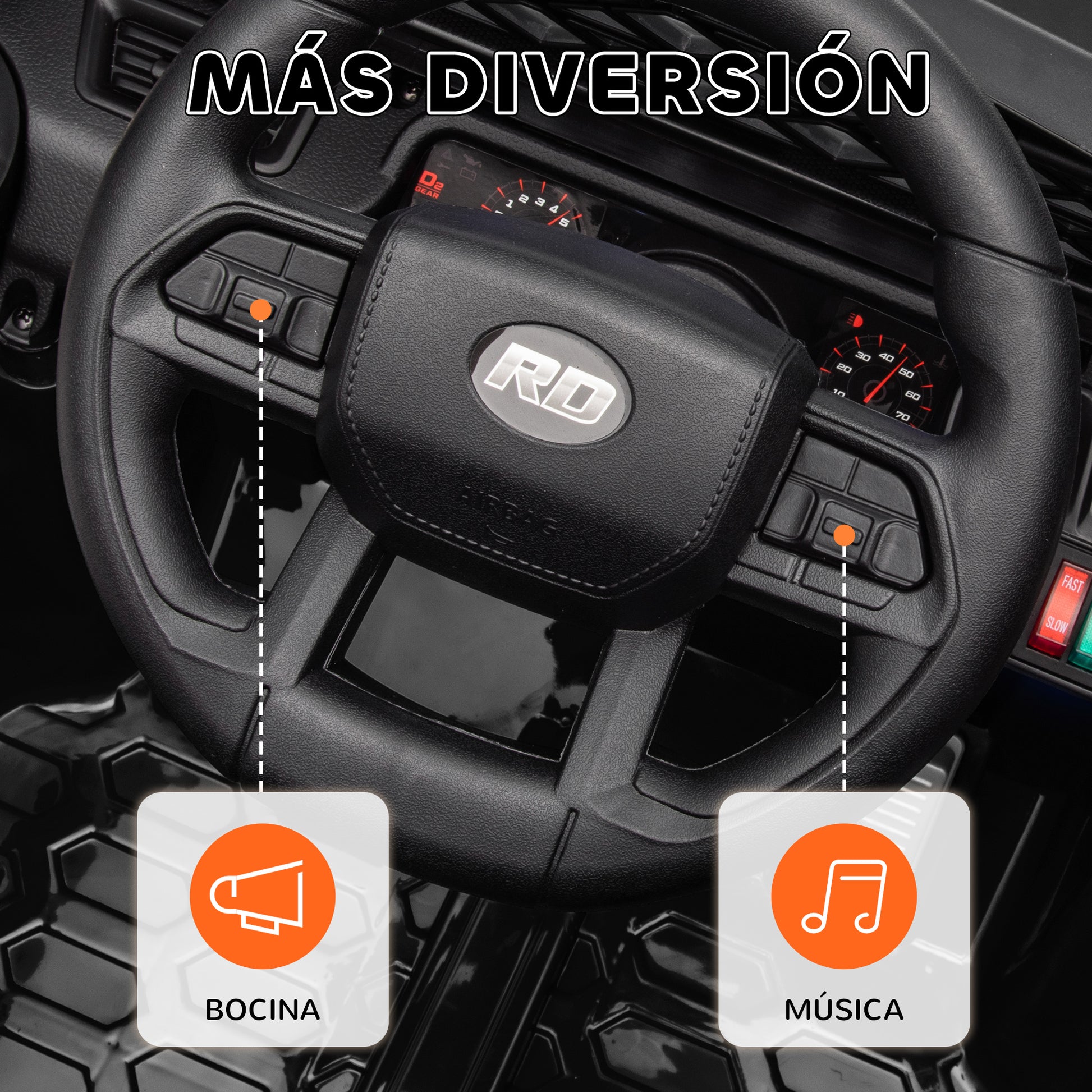 Kids Electric Car for +3 Years Children 12V Battery Powered Children's Electric Car with Remote Control Adjustable Speed USB Headlights Horn Black