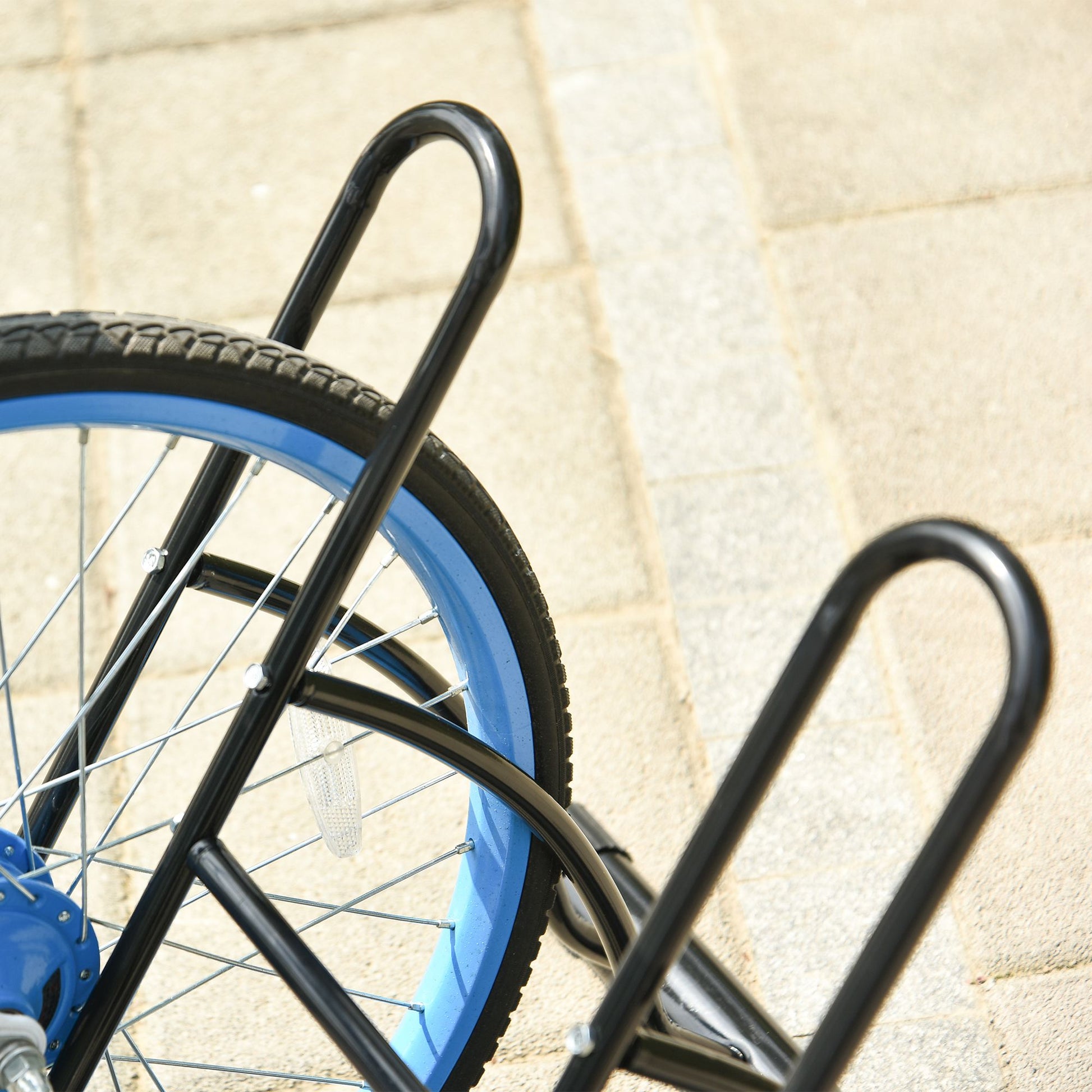 2-Bike Parking Stand Indoor Outdoor Stable Easy to Assemble Portable Non-Slip Pad Tubular Metal 60x54x57 cm Black