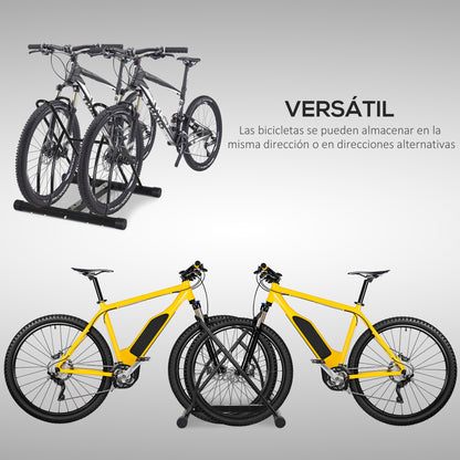 2-Bike Parking Stand Indoor Outdoor Stable Easy to Assemble Portable Non-Slip Pad Tubular Metal 60x54x57 cm Black