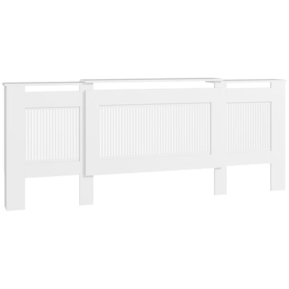 Radiator Cover Extendable Radiator Cover with Shelf, Slats, Radiator Cover Radiator Enclosure Radiator Cover 125-201 x 19 x 81.5 cm White