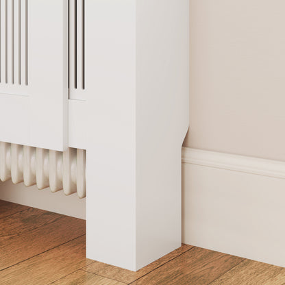 Radiator Cover Extendable Radiator Cover with Shelf, Slats, Radiator Cover Radiator Enclosure Radiator Cover 125-201 x 19 x 81.5 cm White