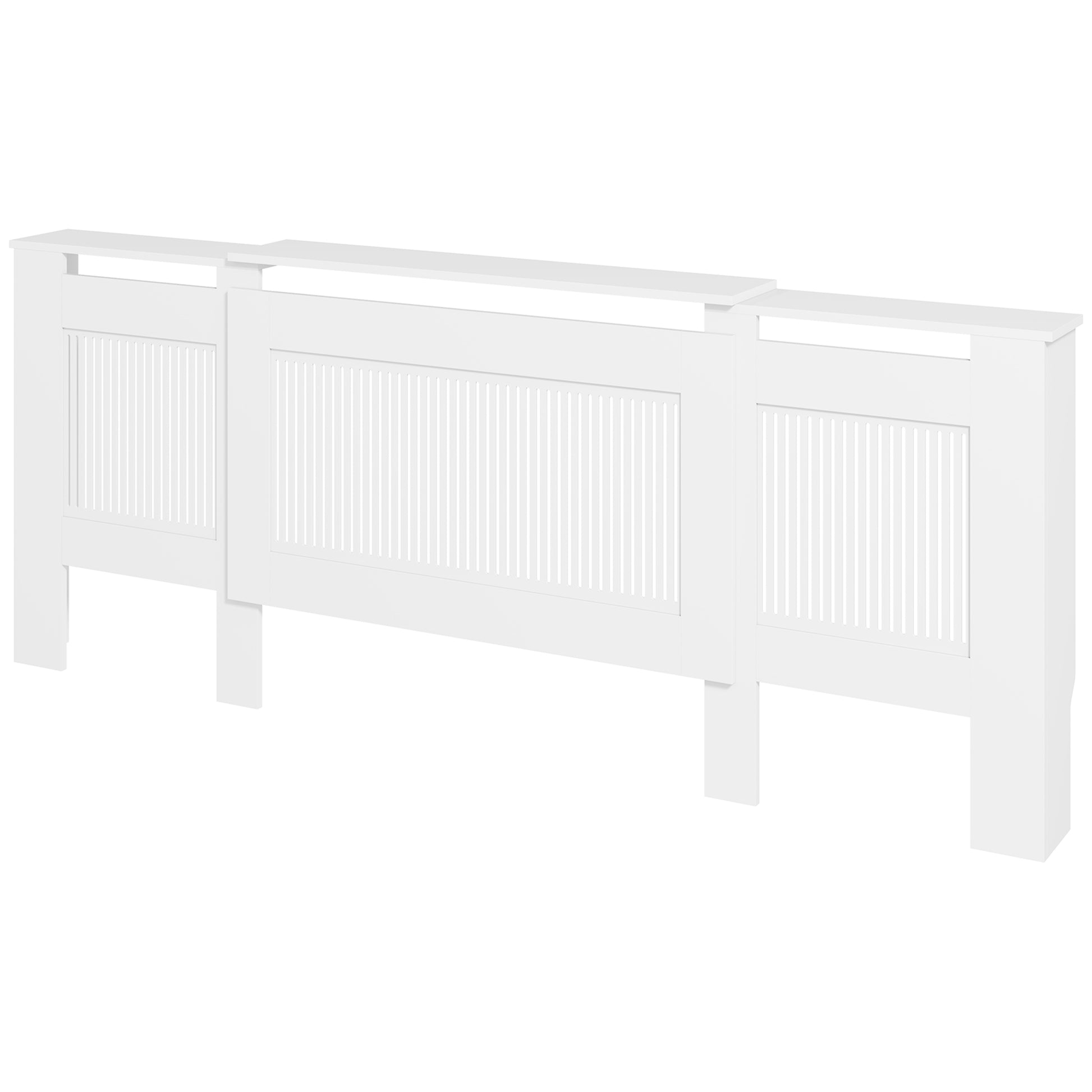 Radiator Cover Extendable Radiator Cover with Shelf, Slats, Radiator Cover Radiator Enclosure Radiator Cover 125-201 x 19 x 81.5 cm White