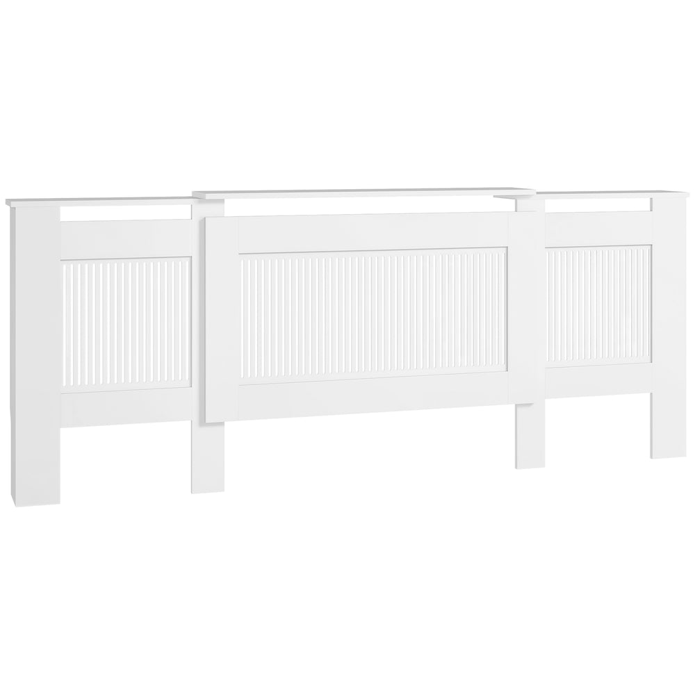 HOMCOM Heizkörperverkleidung erweiterbare Heizkörperverkleidung mit Regal, Lamellen, Heizkörperverkleidung 125-201 x 19 x 81,5 cm Weiß