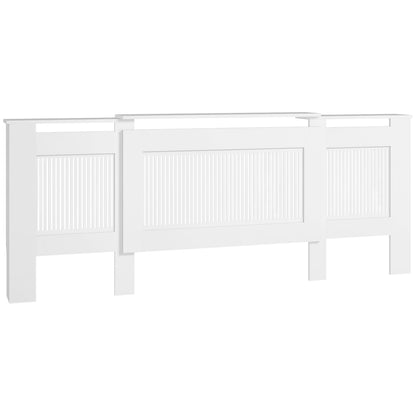 Radiator Cover Extendable Radiator Cover with Shelf, Slats, Radiator Cover Radiator Enclosure Radiator Cover 125-201 x 19 x 81.5 cm White