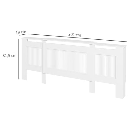 Radiator Cover Extendable Radiator Cover with Shelf, Slats, Radiator Cover Radiator Enclosure Radiator Cover 125-201 x 19 x 81.5 cm White