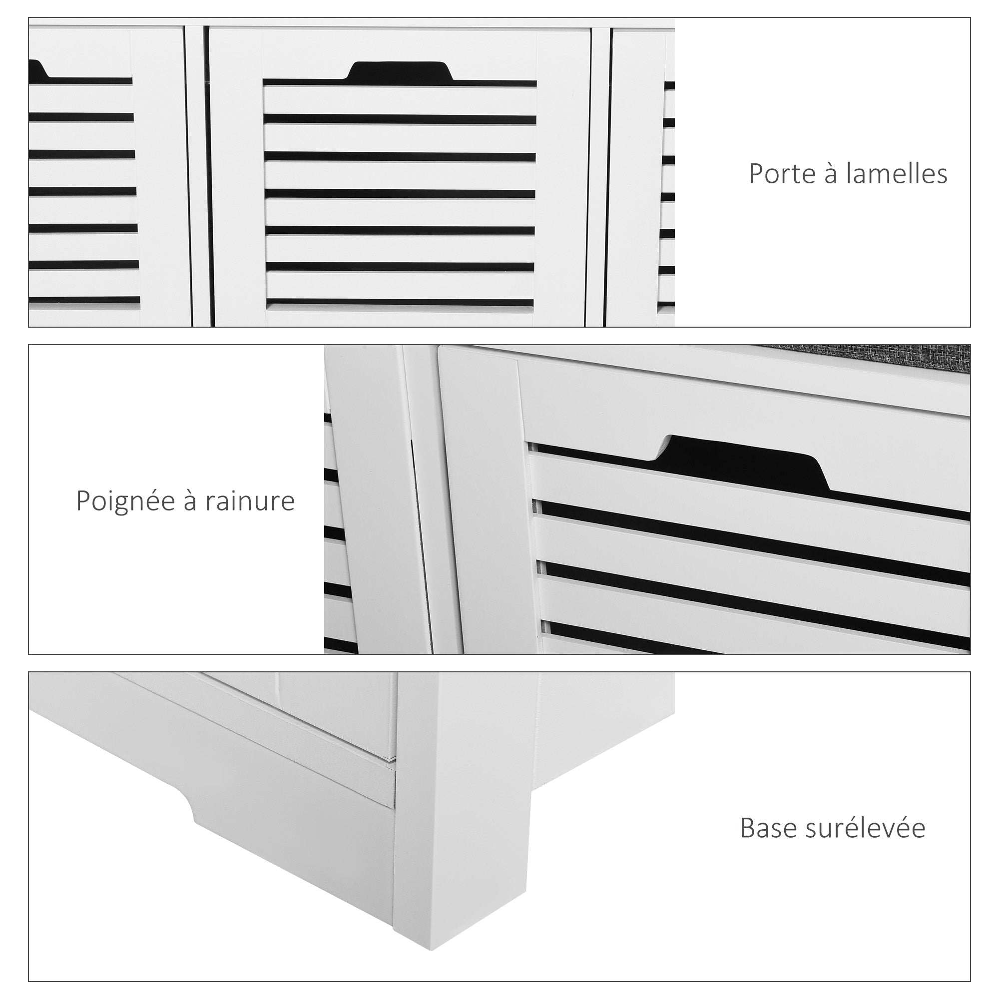 Shoe Bench Shoe Cabinet with 3 Drawers and Removable Seat Cushion, Storage Bench for Hallway, Entryway, Bedroom, dim. 108L x 35W x 43H cm, white