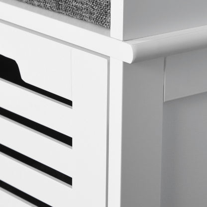 Shoe Bench Shoe Cabinet with 3 Drawers and Removable Seat Cushion, Storage Bench for Hallway, Entryway, Bedroom, dim. 108L x 35W x 43H cm, white