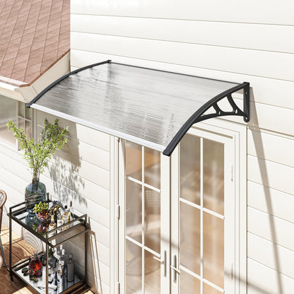 Polycarbonate and Aluminum Canopy for Balconies, Windows, and Doors, Outdoor Awning with PP Support, 110x60x18cm, Transparent