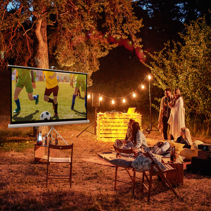 HOMCOM 84-Inches 16:9 Arányú Vetítővászon Állítható Tartóállvánnyal, Műanyag és Fém Vetítővászon, 200x8x118 cm, Fehér