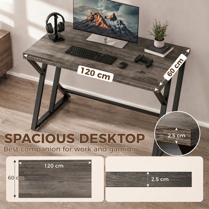 47.2 in Computer Desk – Industrial Z-Frame Work Desk for Office, Bedroom & Small Spaces, Weathered Gray
