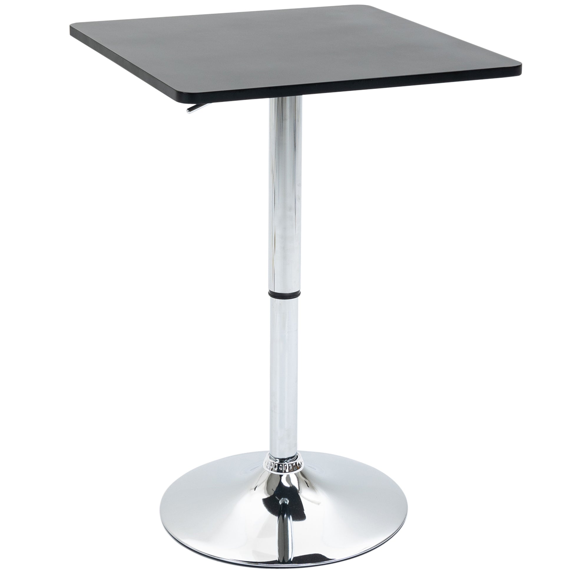 Height-Adjustable Bar Table with Rotating Tabletop, Non-Slip Kitchen Table for Living Room, Dining Room, Black, 60 x 60 x 69-93 cm