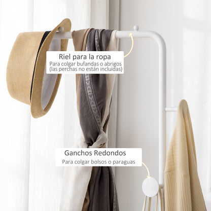 Coat Rack with Marble Base Modern Coat Stand with 2 Round Hooks Hangers for Bedroom Hallway Entryway 35x25x170 cm White