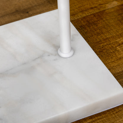 Coat Rack with Marble Base Modern Coat Stand with 2 Round Hooks Hangers for Bedroom Hallway Entryway 35x25x170 cm White