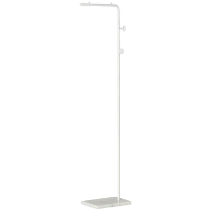 Coat Rack with Marble Base Modern Coat Stand with 2 Round Hooks Hangers for Bedroom Hallway Entryway 35x25x170 cm White
