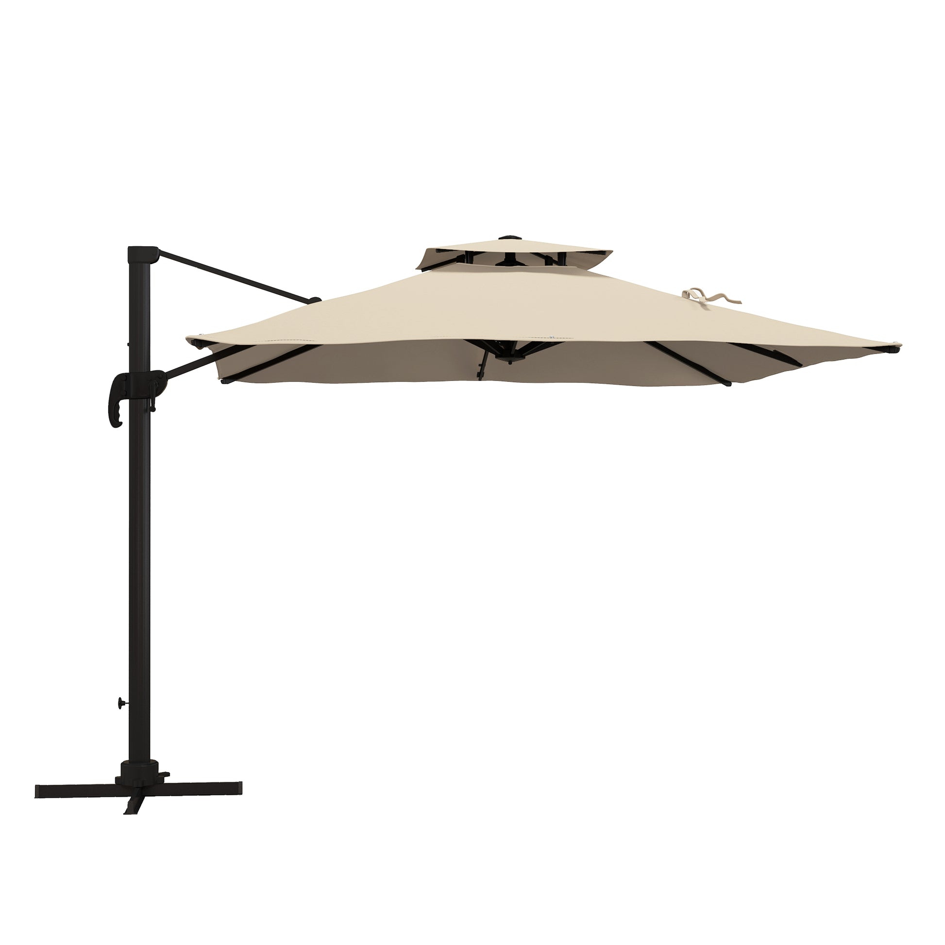 Sunshade approx. 3 x 3 m 360-degree swivel cantilever umbrella garden umbrella with hand crank patio umbrella for balcony Alu Khaki