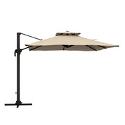 Sunshade approx. 3 x 3 m 360-degree swivel cantilever umbrella garden umbrella with hand crank patio umbrella for balcony Alu Khaki