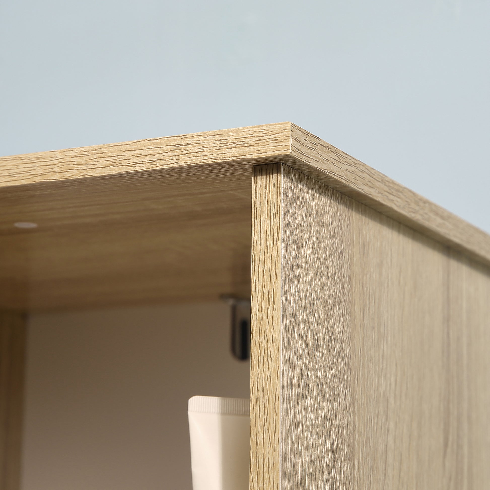 Tall Bathroom Cabinet Column Cabinet with 1 Door Drawer and 3 Shelves Adjustable Shelf for Kitchen Living Room 32.6x30x171.2 cm Natural Wood and White