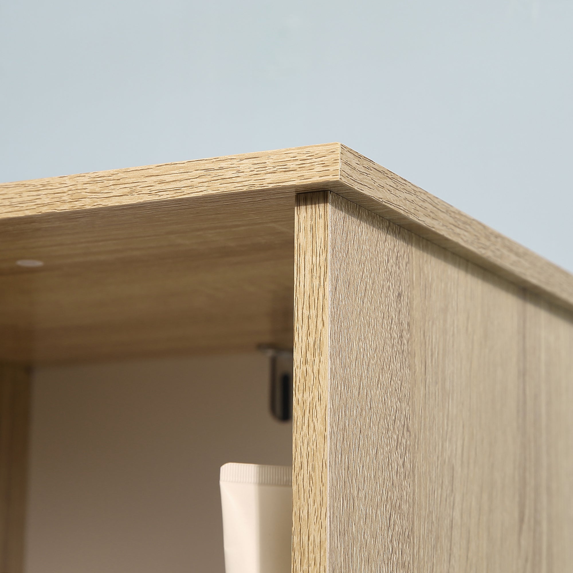 Tall Bathroom Cabinet Column Cabinet with 1 Door Drawer and 3 Shelves Adjustable Shelf for Kitchen Living Room 32.6x30x171.2 cm Natural Wood and White