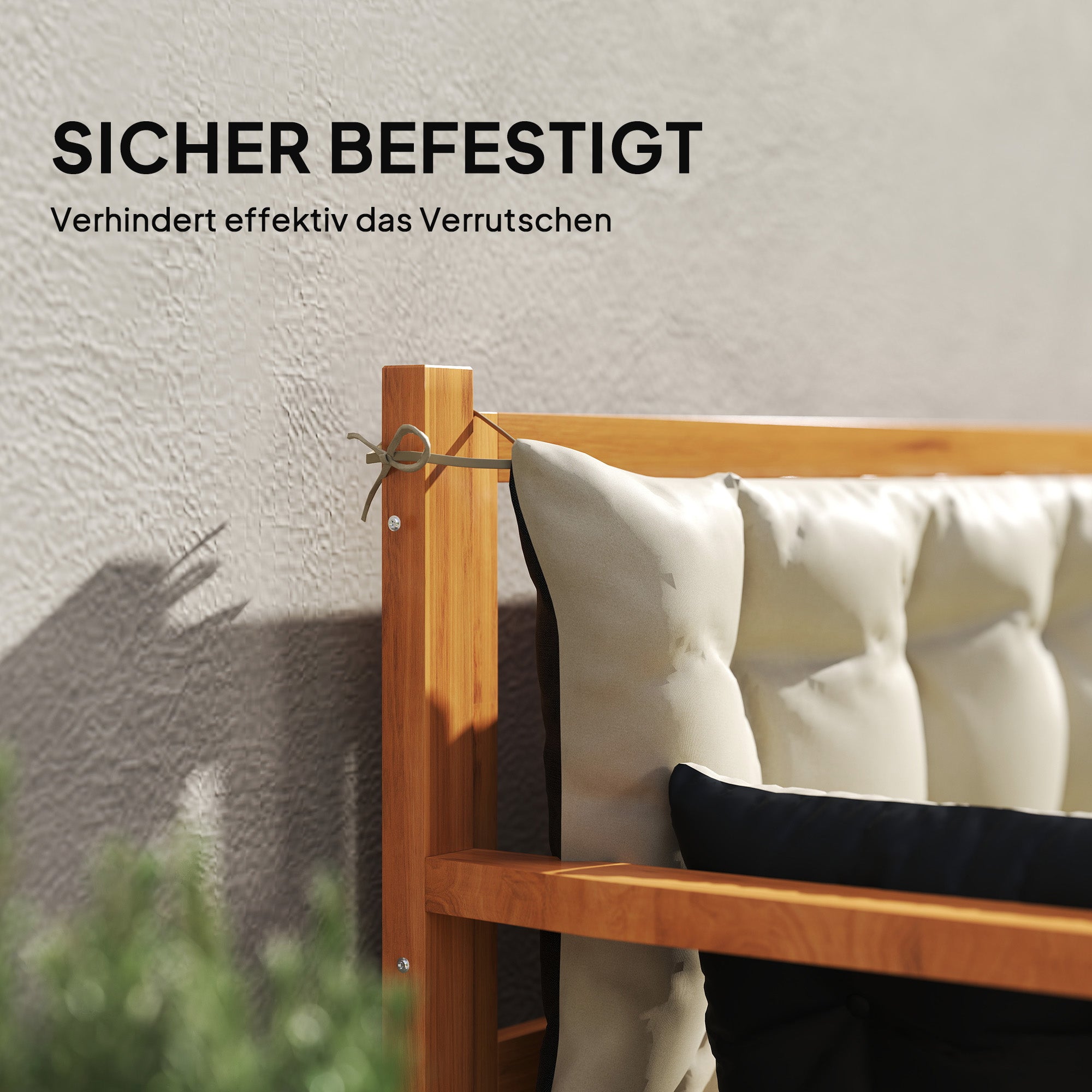 3 Seater Bench Cushion 180x110x8 cm Bench Pad with Straps, Seat Cushion, Outdoor/Indoor Chair Cushion, Seat Cover, Seat Padding, Bench Padding for Garden Furniture, Swing Seat, Beige + Black