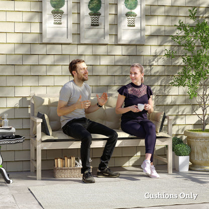 3 Seater Bench Cushion 180x110x8 cm Bench Pad with Straps, Seat Cushion, Outdoor/Indoor Chair Cushion, Seat Cover, Seat Padding, Bench Padding for Garden Furniture, Swing Seat, Beige + Black